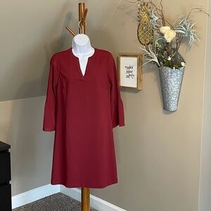 J Crew Oxblood Bell Sleeve Shift Dress